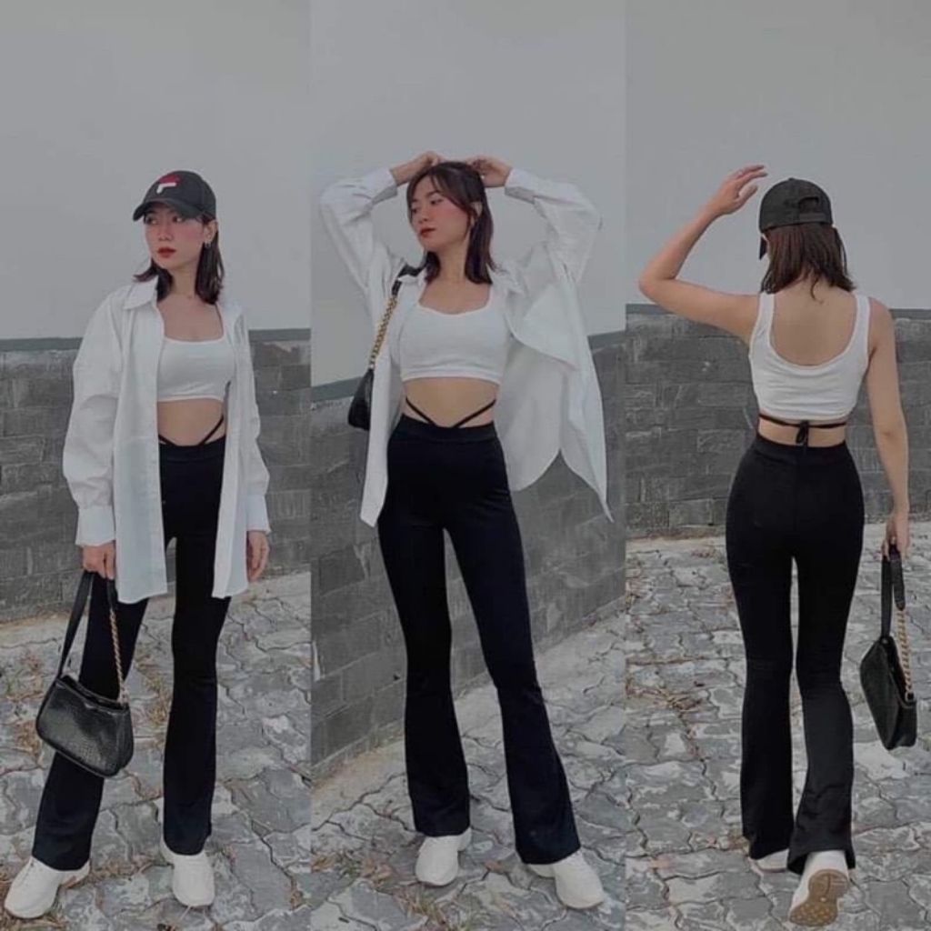 Quần ống loe cạp cao legging dáng dài, Quần legging nữ ôm ống loe dáng dài_Kim Anh Shop