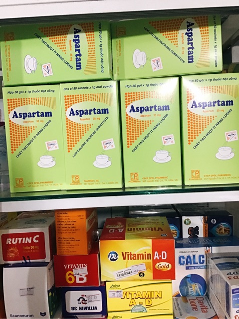 Đường ăn kiêng Aspartam hộp 50 gói dành cho người tiểu đường, béo phì, ăn kiêng