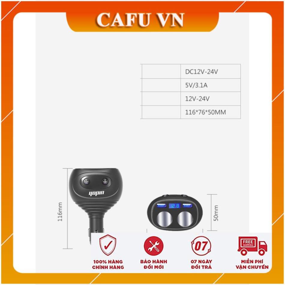 Bộ chia tẩu Yopin chia 2 nguồn tẩu, 2 cổng sạc 3.1A max - CAFU VN