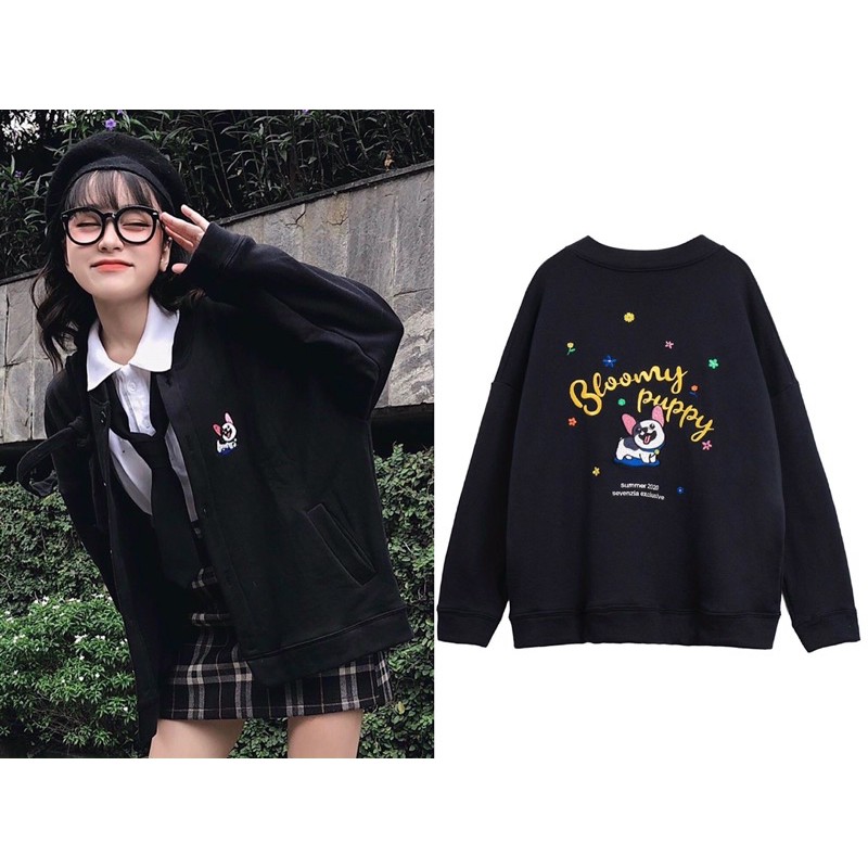 FREESHIP 50 - Áo Khoác Nỉ Form Rộng Bomber Thêu Pet Siêu Xinh Cadigan Ulzzang-CDGTheuCunSau | BigBuy360 - bigbuy360.vn