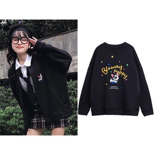 Áo Khoác Nỉ Form Rộng Bomber ThêuSiêu Xinh Ulzzang