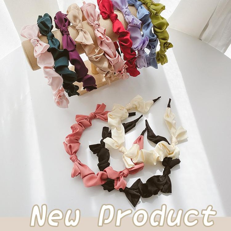 Summer Headband Satin Folds Bow Headband Female Hairpin