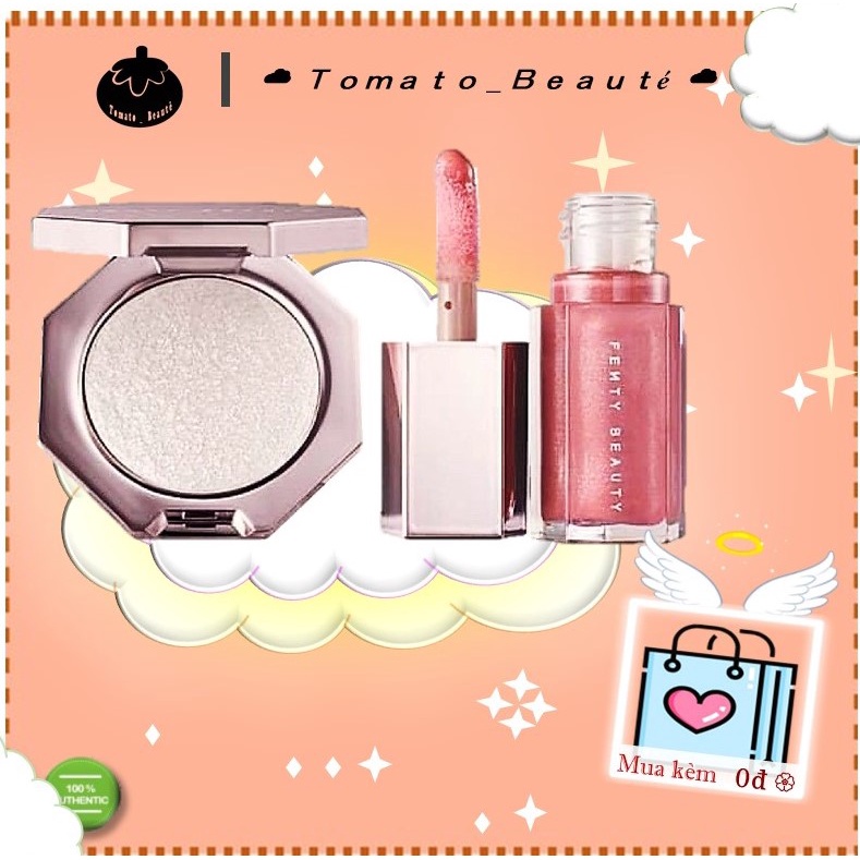 Set Highlight và Son bóng Fenty Beauty Diamond Bomb Baby Travel Luminizing