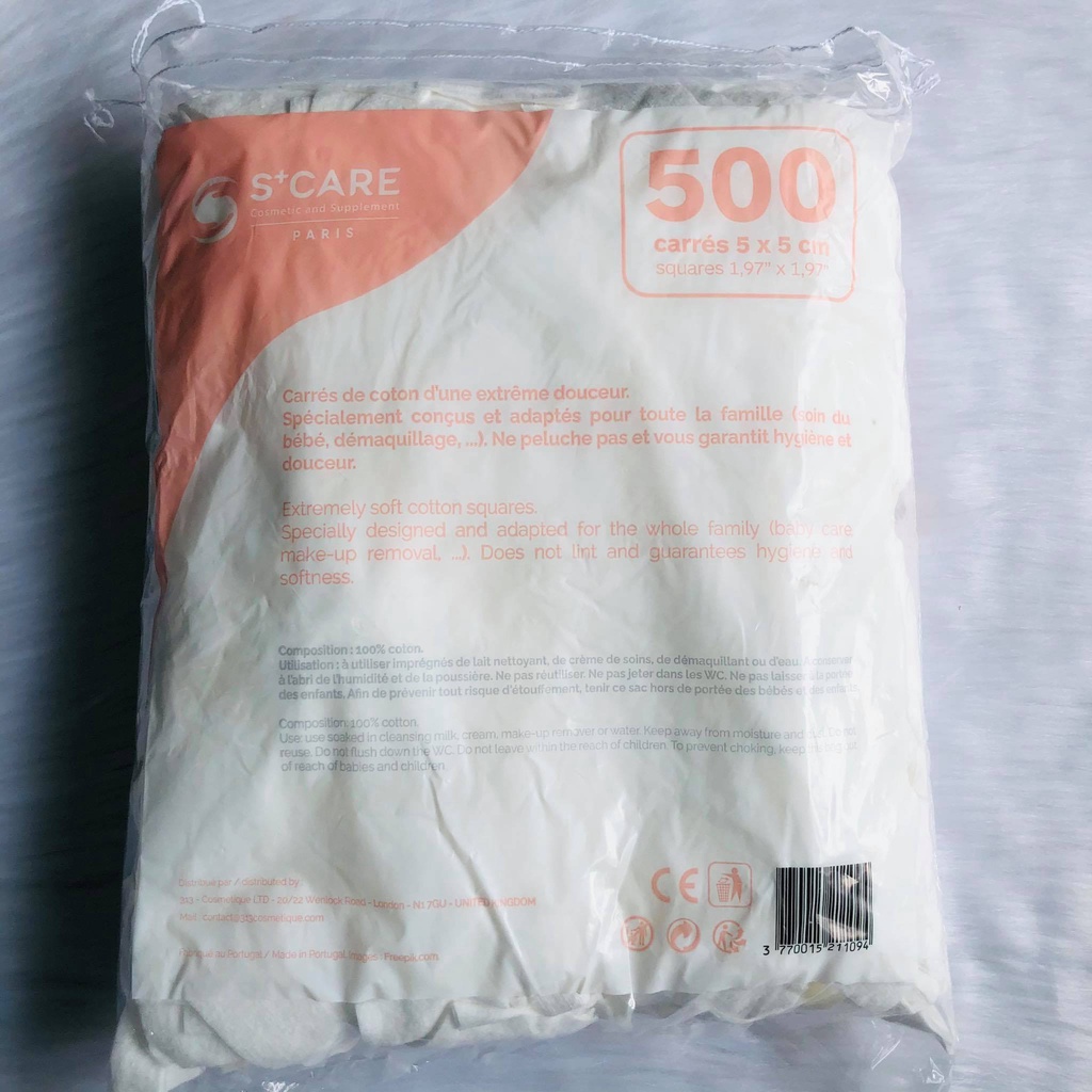 Bông Tẩy Trang Cotton Dệt 500 Miếng S+CARE Pháp