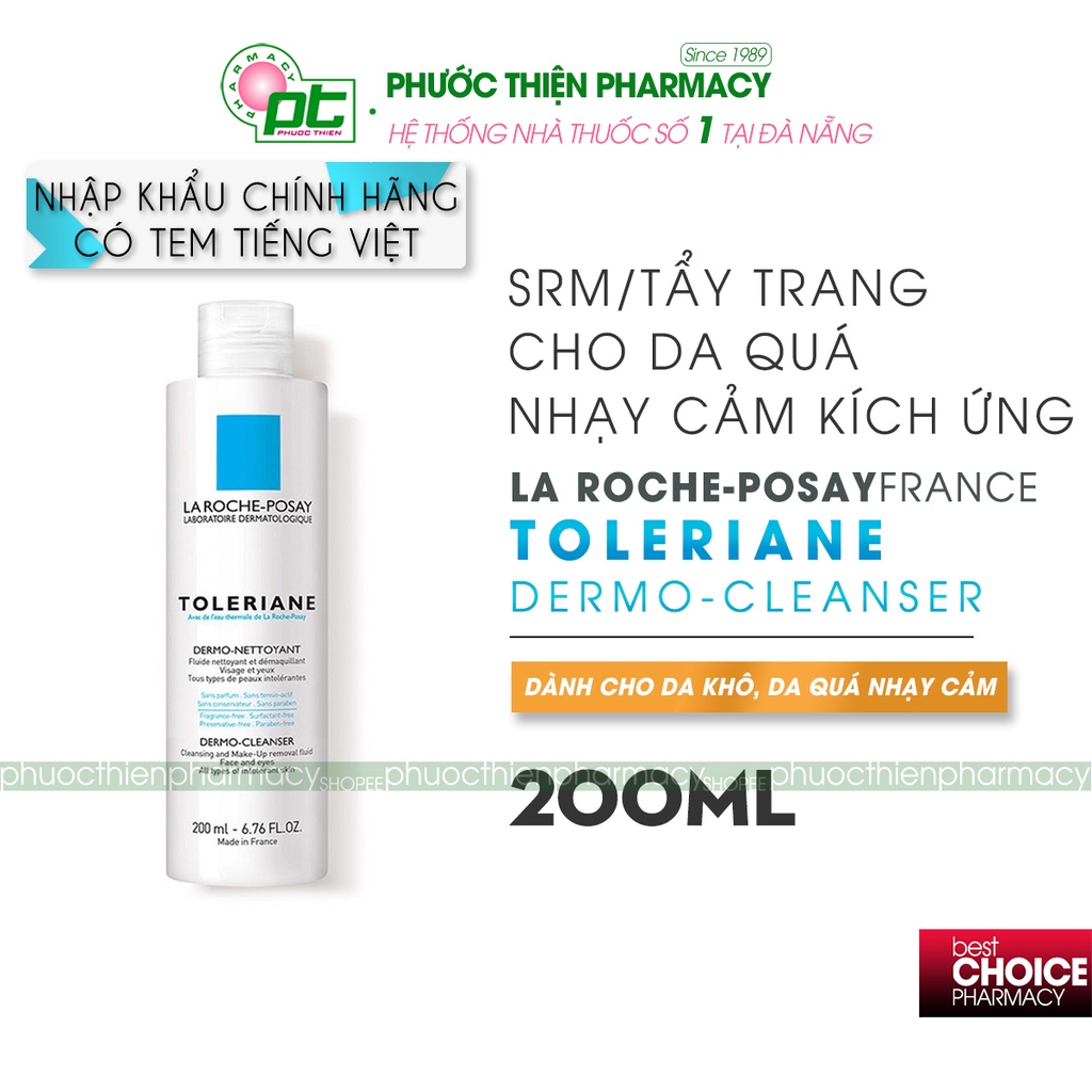 Sữa Rửa Mặt Tẩy Trang Cho Da Quá Nhạy Cảm Kích Ứng La Roche-Posay Toleriane Dermo-Cleanser 200ml