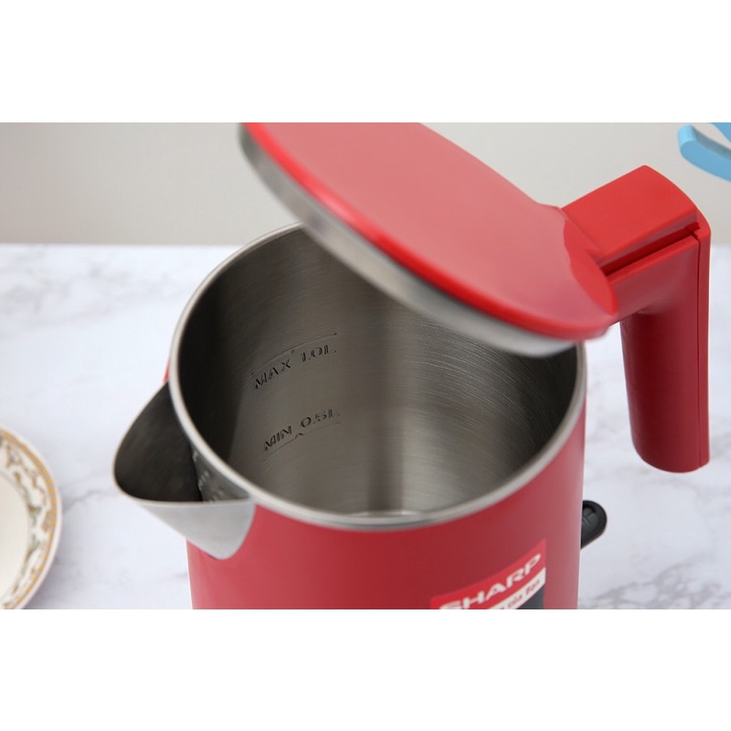 Bình đun siêu tốc Sharp 1,7 lít ruột bình inox 304 chống rỉ, thân bình 2 lớp cách nhiệt