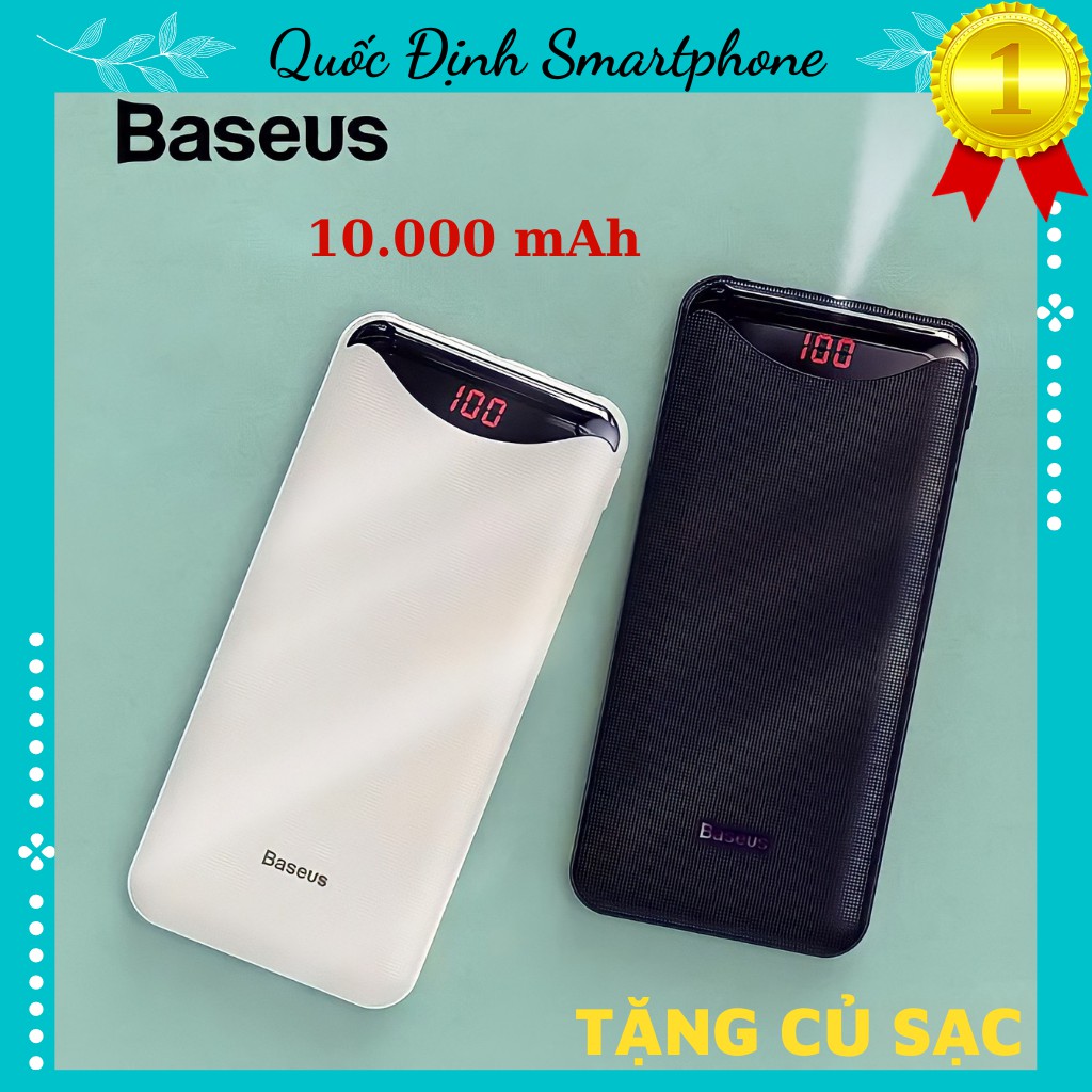 Sạc dự phòng ⚡[𝑻𝑶̂́𝑻 𝑵𝑯𝑨̂́𝑻]⚡ Baseus Gentleman Digital Display 10000mAh, Nhỏ Gọn, ĐÈN PIN Siêu Sáng, HÀNG CHÍNH HÃNG