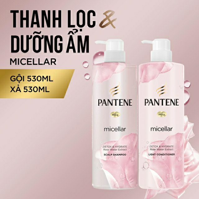 Bộ Dầu Gội + Dầu Xả Tóc Panten Pro-V Chiết Xuất Hoa Hồng 530ML