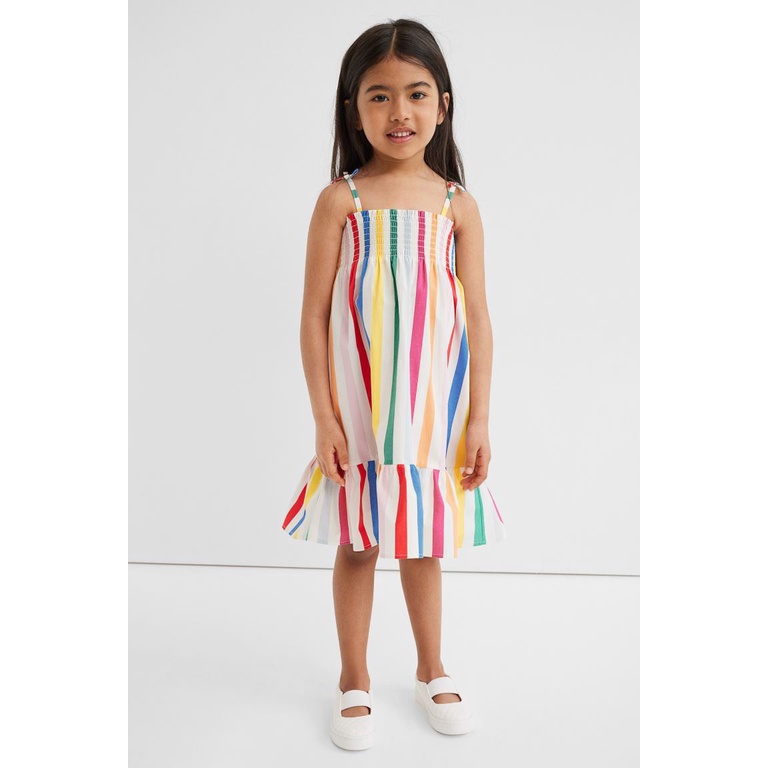 Váy hai dây HM bé gái váy kẻ sọc auth