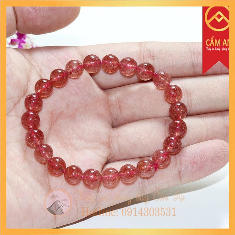 [Độc- Đẹp-Phong Thủy] - Chuỗi Vòng Tay T.A Dâu Tây Hồng, Cầu May Mắn, Cầu Tình Duyên DT01