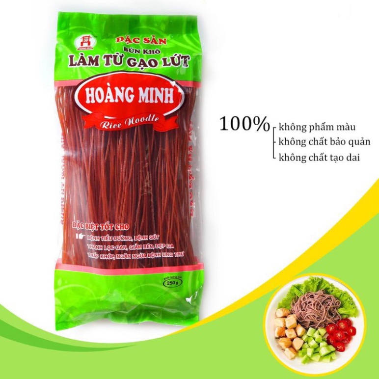 Bún gạo lứt đỏ Hoàng Minh gói 250g, bún hỗ trợ người giảm cân, ăn chay Healthy .