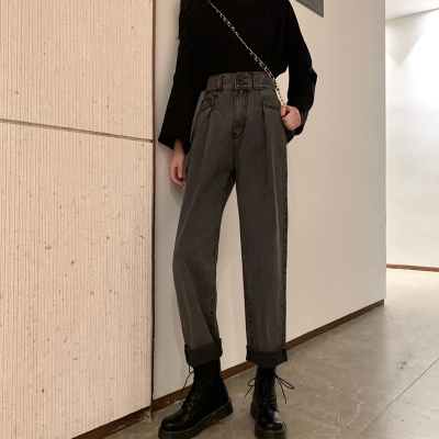 Quần Jeans Nữ Lưng Cao Dáng Rộng Phong Cách Hàn Quốc