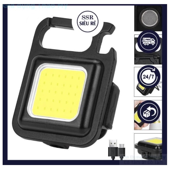 Móc Khóa Đèn LED Mini Siêu Sáng Sạc USB Tiện Dụng siêu hót