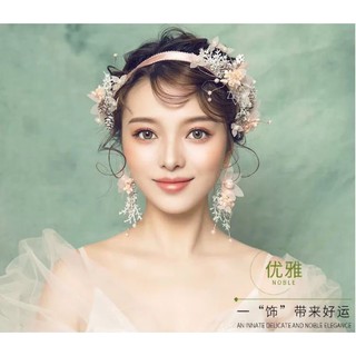 Bộ hoa cài tóc cô dâu + hoa tai