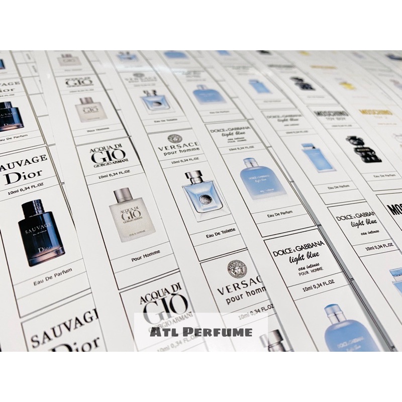 Set 10 tem dán chai chiết nước hoa mẫu thông dụng