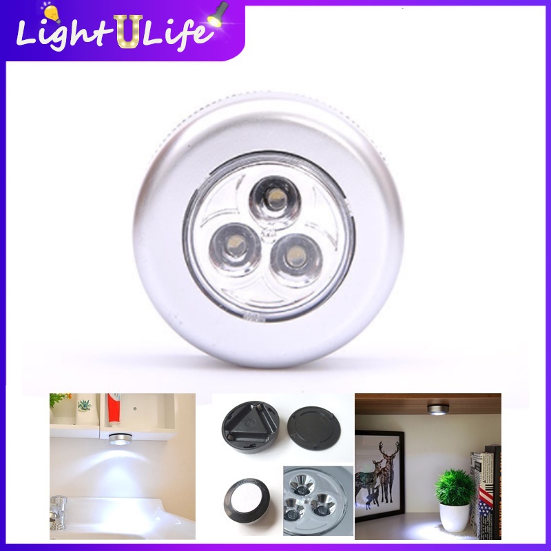 LED Wall Lamp/2 Pieces Bedside Lamps, Silver Coating, Touch Switch, Bedroom Lighting, AAA Battery Use, for Cabinets, Drawers, Kitchens, Bathrooms,