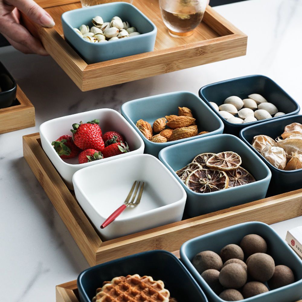 EPOCH Tô đựng rau/thức ăn nhanh/hạt hình vuông bằng sứ phong cách Nhật Bản