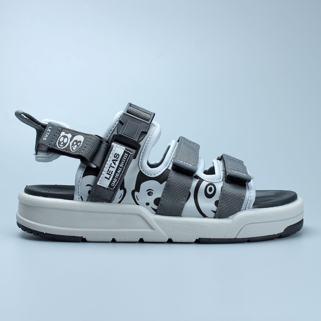 Giày sandal nam nữ unisex letas d714-01 đế cao, 3 quai, dép quai hậu dành cho học sinh, sinh viên