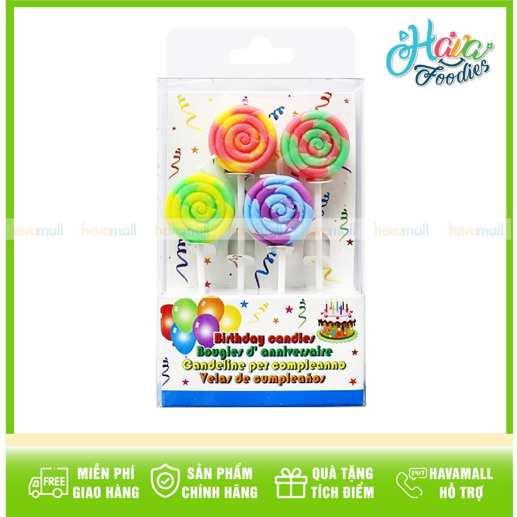 Nến Hình Kẹo Mút 4 Cái Xinh Xắn Uncle Bills - Lollipop Birthday Candles