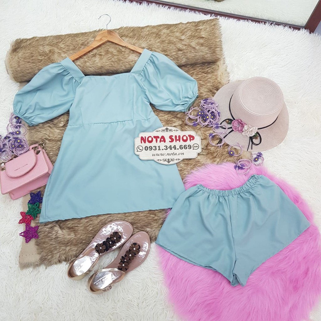 [Freeship extra] Set bộ đùi phối áo babydoll cổ vuông tươi trẻ , SET ĐÙI CỔ VUÔNG | BigBuy360 - bigbuy360.vn