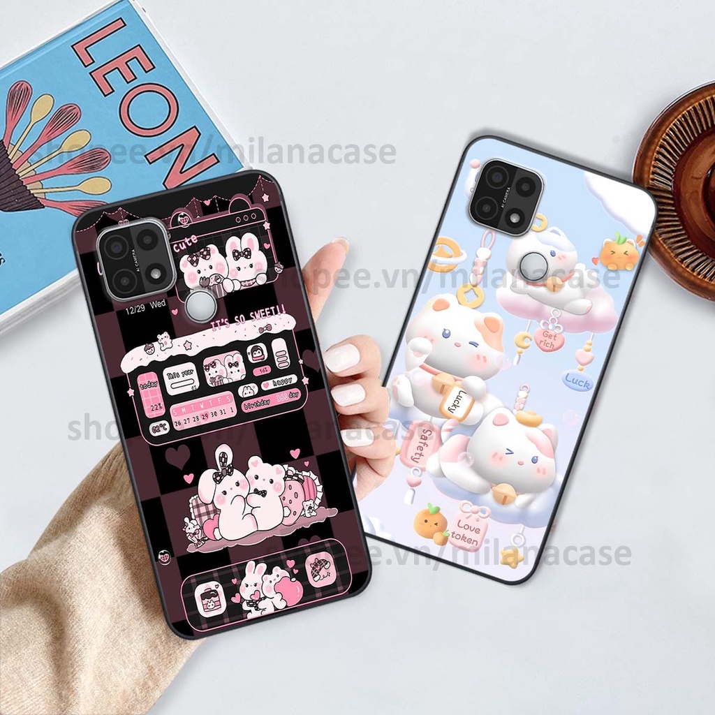 Ốp Oppo A15 / A15s hình đồng hồ icon gấu mèo cute cực dễ thương ngộ nghĩnh
