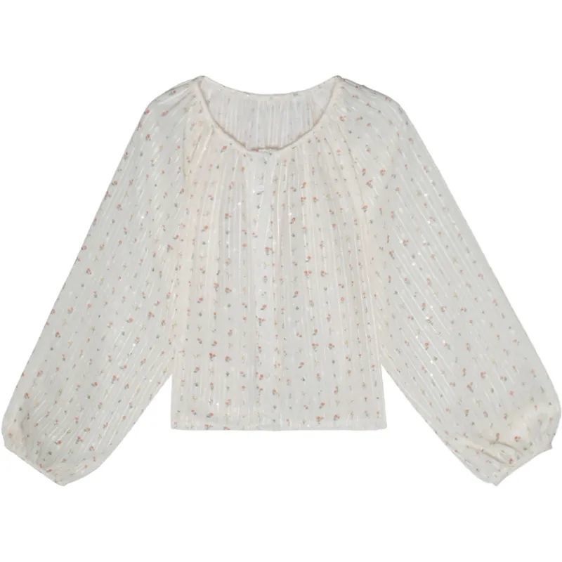 Áo Sơ Mi Chiffon Tay Dài Dáng Rộng Họa Tiết Hoa Phong Cách Hàn Quốc