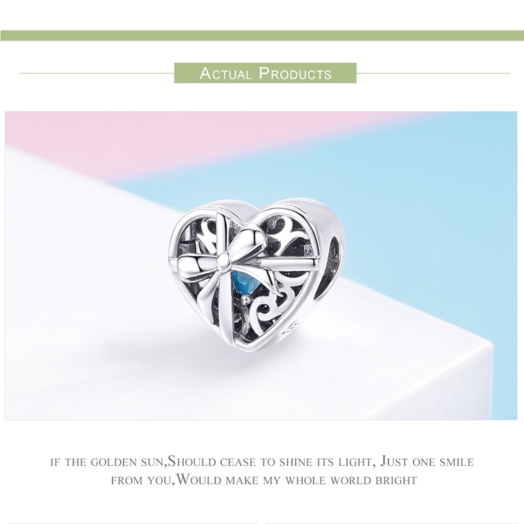 Hạt Phụ Kiện Bamoer SCC1053 Trái Tim Dạng Hộp Dùng Làm Trang Sức