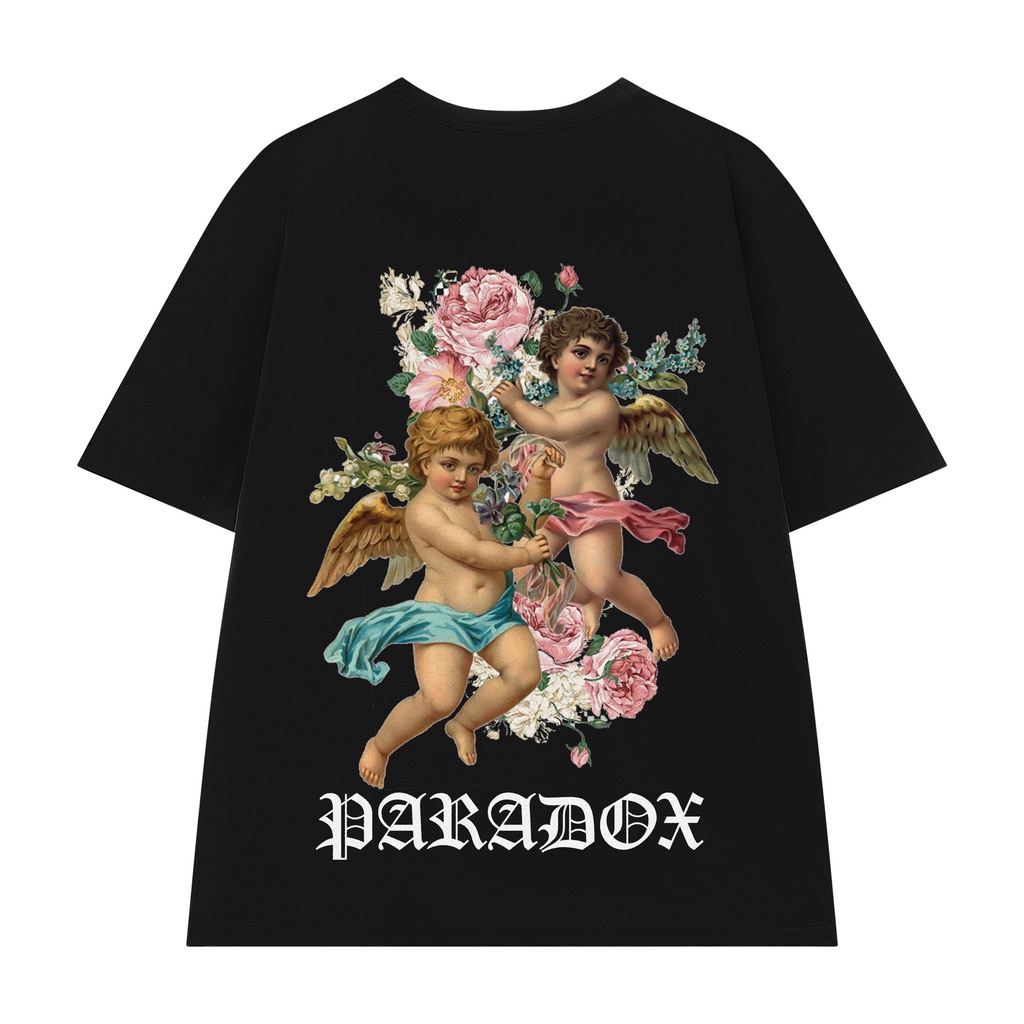 Áo thun form rộng Paradox tay lỡ - Unisex - In hình - LOVE & ROSES - Màu đen | BigBuy360 - bigbuy360.vn