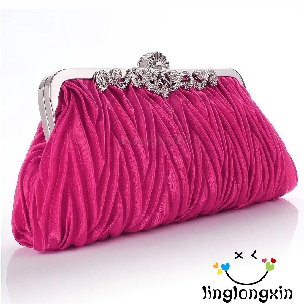 Ví Cầm Tay Đính Đá Vải Satin Bóng Lgx-Purse Cho Nữ