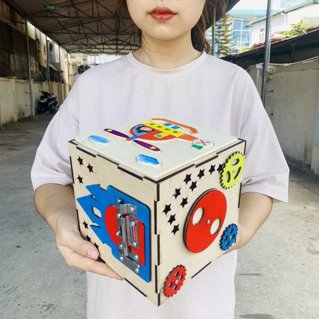 Đồ Chơi Montessori Khối Lập Phương Bận Rộn Busy Cube Đa Dạng Các Kĩ Năng Cho Trẻ Phát Triển Khả Năng Vận Động Và Tư Duy