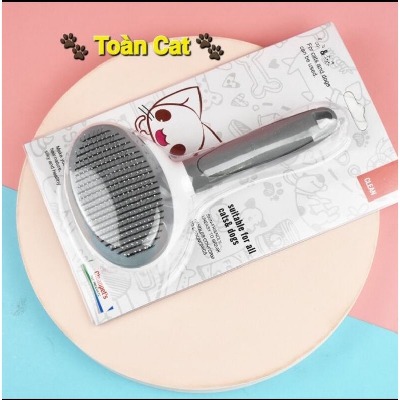Lược chải lông có nút bấm đẩy lông dành cho chó mèo - Lược chải lông gỡ rối cao cấp