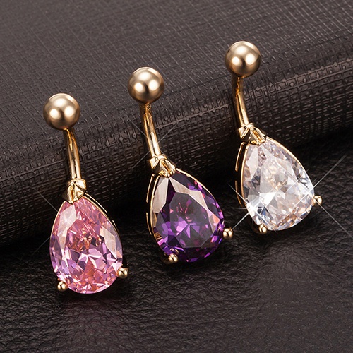 Khuyên rốn hình giọt nước đính kim cương thời trang cho nữ