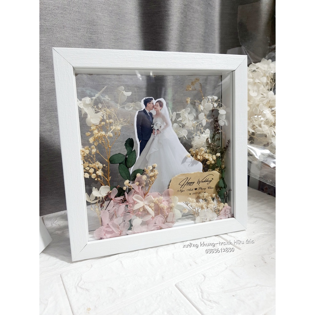Hộp hoa khô trang trí khung trong, khung hộp resin