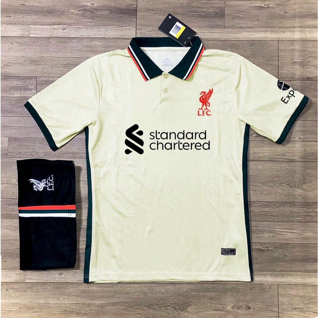Quần áo bóng đá, đồ đá banh, áo đá bóng, áo Liverpool Vàng Nhạt 2022 - Chất mè Thái cao cấp