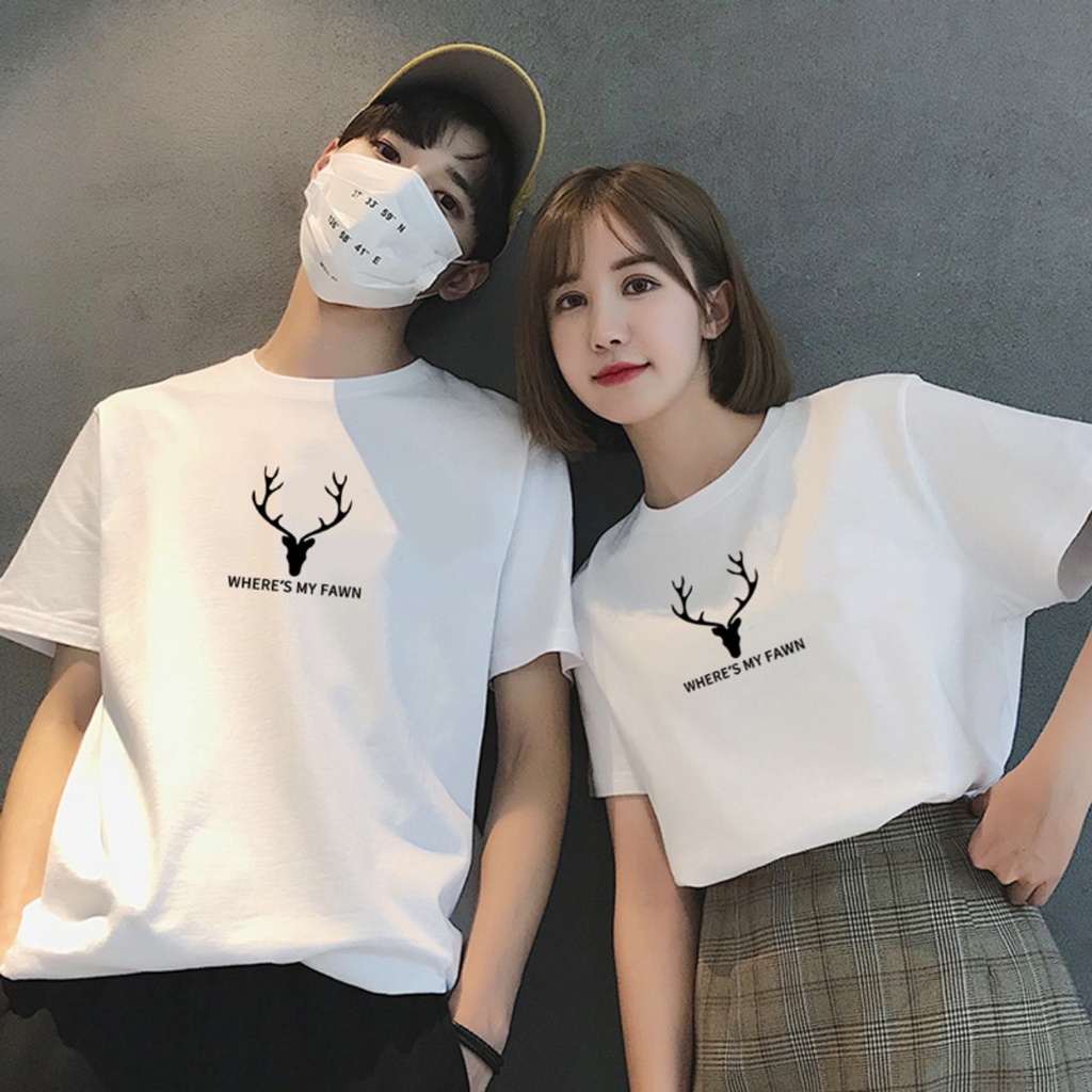 Áo thun nam nữ vải cotton, ao phông đôi tay lỡ nam nữ vải cotton mềm mịn in hình where's my fawn