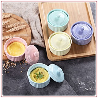 Khuôn sứ Ramekin cao cấp có nắp làm pudding, caramel size 8.4cm - C8.4