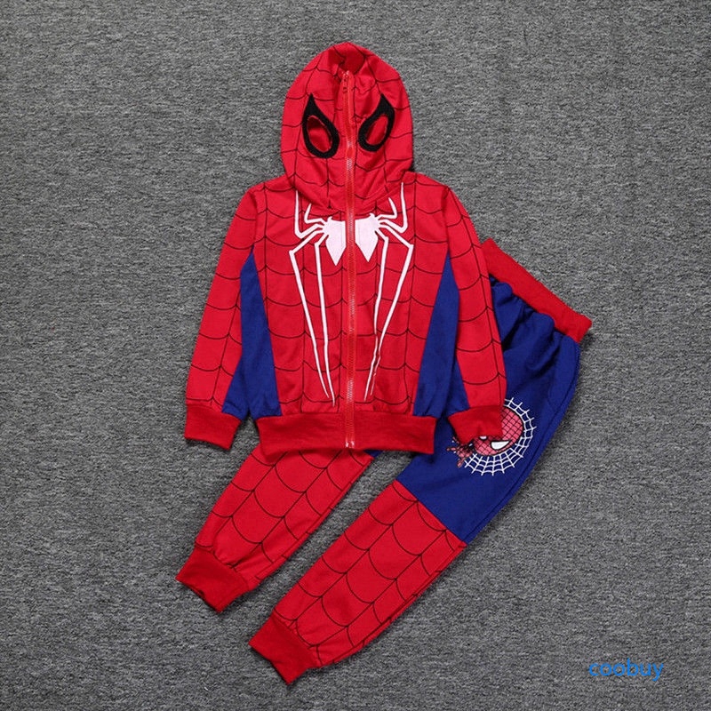Bộ đồ gồm áo hoodie và quần dài dùng hóa trang người nhện độc đáo cho bé trai