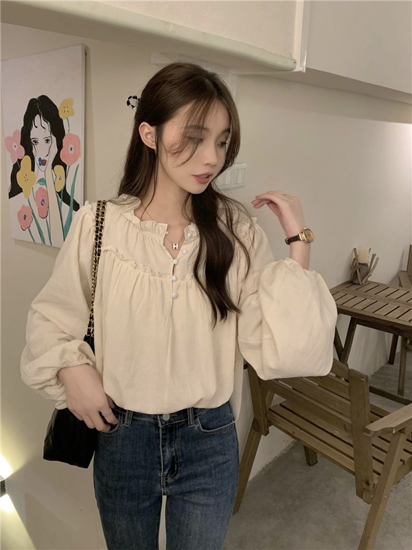 Áo Sơ Mi Dài Tay Phong Cách Retro Pháp 56461