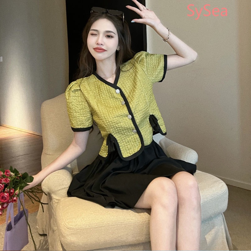 Bộ Áo Cardigan Đính Ngọc Trai + Chân Váy Ngắn Quyến Rũ Cho Nữ