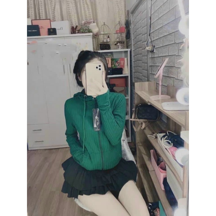 [Size Lớn 53-63kg] Có 6 Túi. Áo Khoác Thun Gân Nữ. Áo Khoác Nữ 6 Túi Cao Cấp Loại Trơn [Thun Gân To]