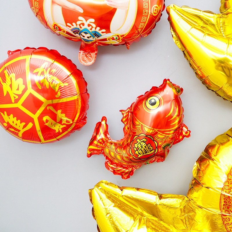 Bong bóng lá nhôm hình thần tài/túi may mắn lễ hội mùa xuân/con giáp hổ trang trí nội thất sáng tạo