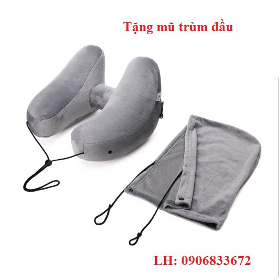 [HCM] Gối hơi gối cổ du lịch chữ H vải nhung