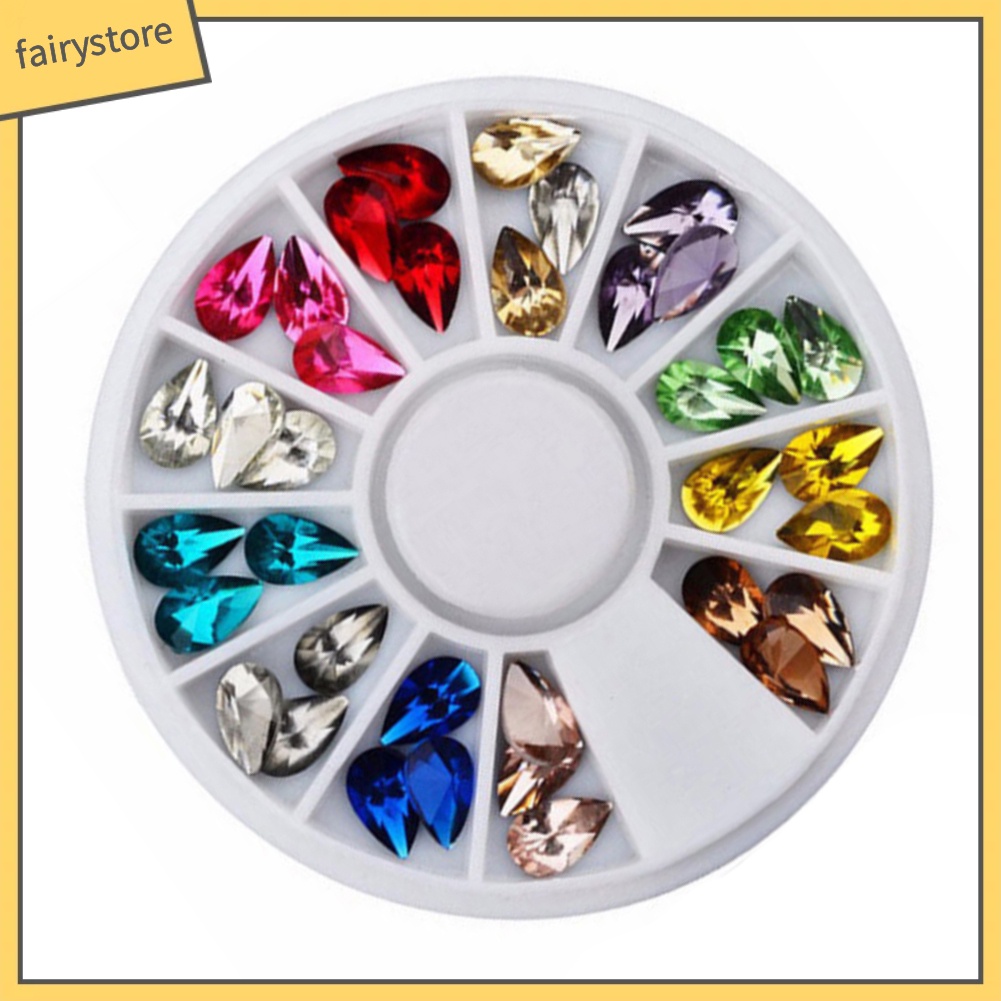 Hộp tròn đựng phụ kiện đá hình giọt nước dùng trang trí móng