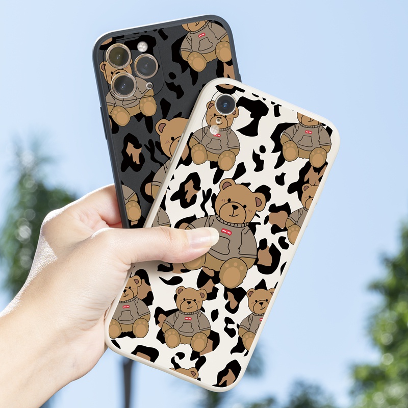 Ốp điện thoại silicon chống rơi in hình gấu Teddy thích hợp cho iPhone 11 Pro Max 12 13 mini 8Plus Xr Xs 7 8 plus Xs max