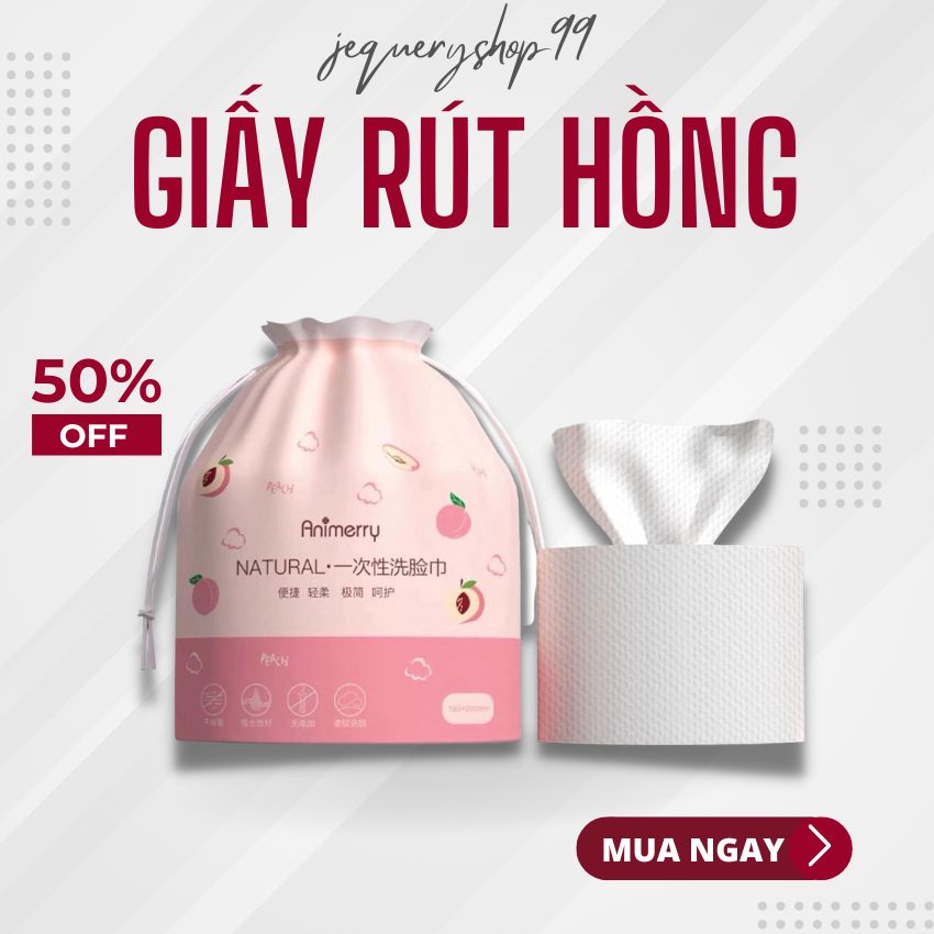 Giấy Lau Mặt Cuộn Túi Rút Màu Hồng Anh Đào Chất Cotton Dùng 1 Lần, Khăn Khô Cuộn Giấy Tẩy Trang Siêu Dai Mishop49