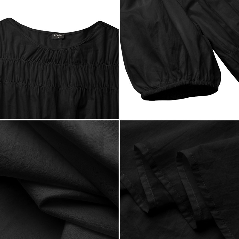 Đầm Tay Ngắn Màu Trơn Chất Liệu Co Giãn Thoải Mái Vonda | BigBuy360 - bigbuy360.vn