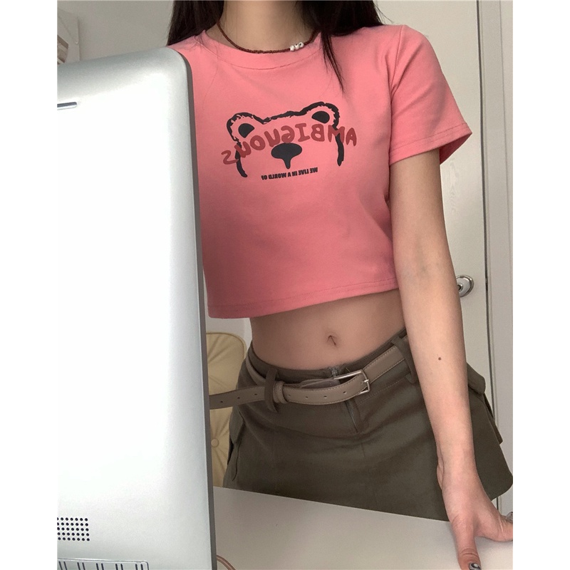 Áo Thun Nữ Ngắn Tay In Hình Gấu 49397