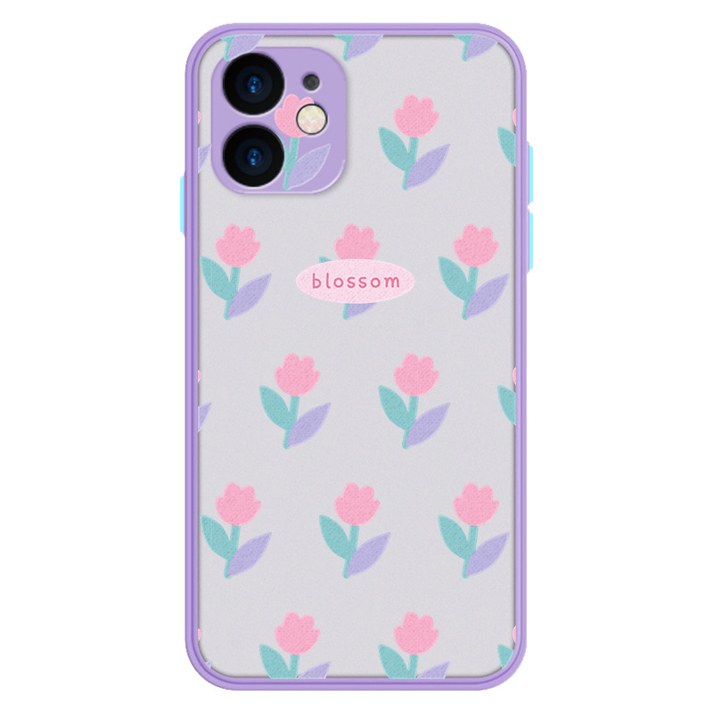 Ins Style Blossoms Shockproof TPU Phone Case for IPhone 11 Pro Max XR/XS/X Full-Coverd Anti-Scratch Protective Rubik's Cube Soft Case for IPhone 7 8 Plus 6 6S