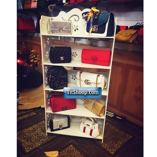 Kệ đựng túi xách, kệ đựng đồ cá nhân để đồ đa năng  5 tầng bằng gỗ nhựa