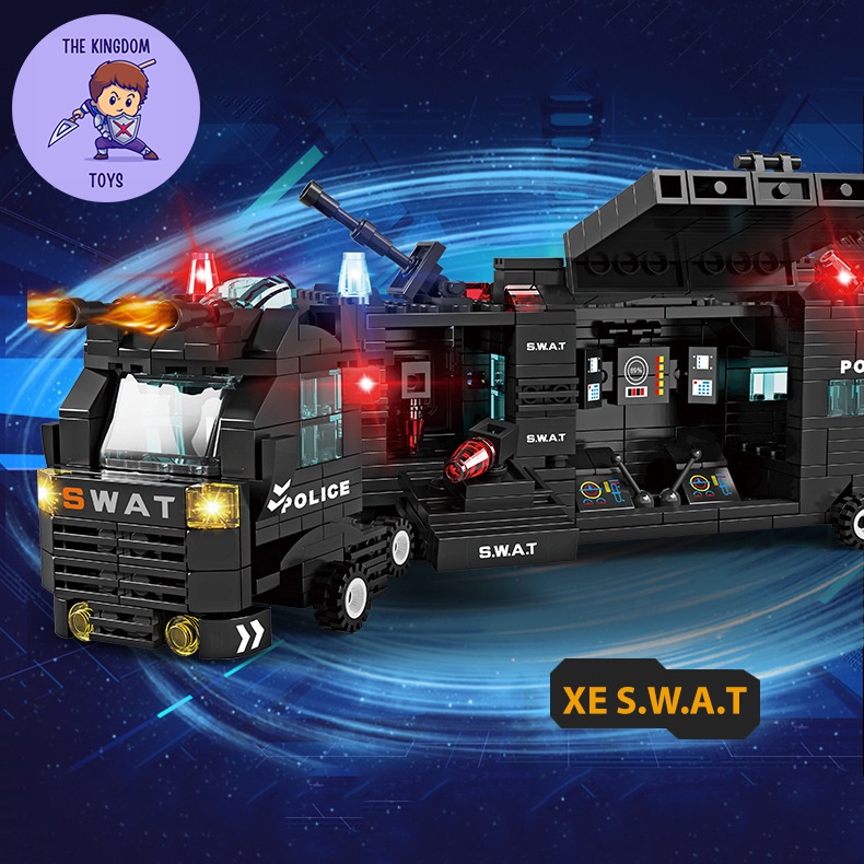 Đồ Chơi Lắp Ráp Mô Hình Cảnh Sát SWAT ROBOT / Máy Bay Trực Thăng / Xe Chỉ Huy / Cảnh Sát Đặc Nhiệm 750 Chi Tiết